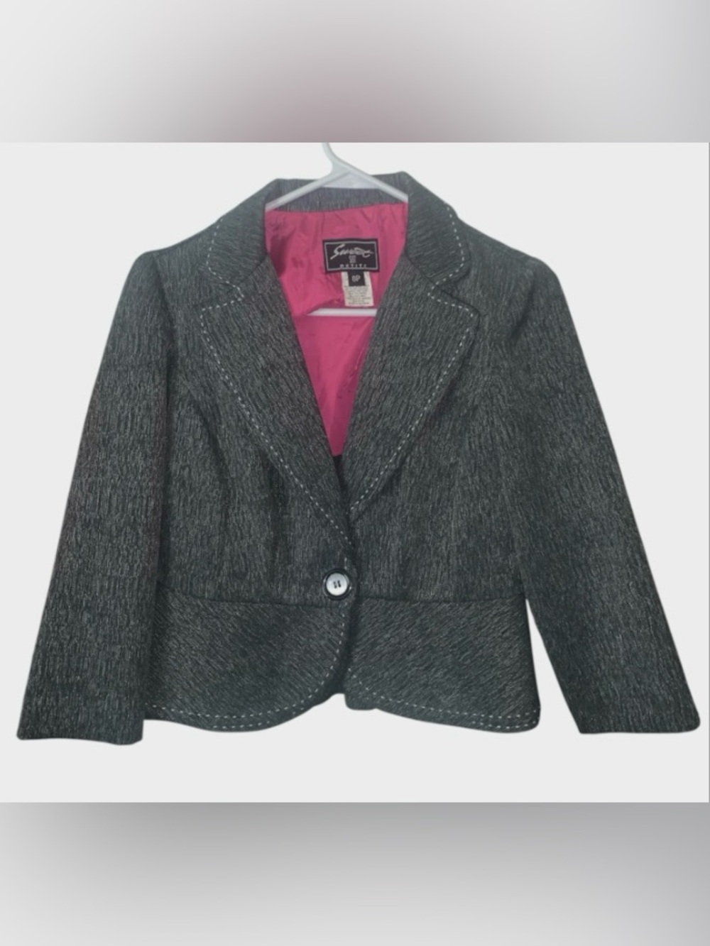 Soprano Charcoal Gray Blazer with Pink Lining